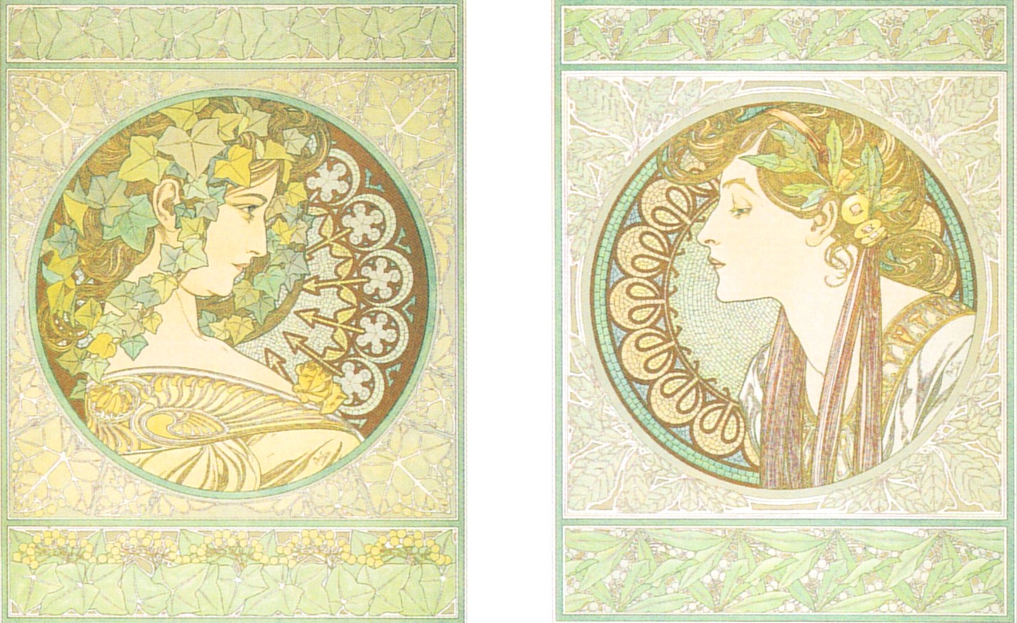 アルフォンス・ミュシャの絵画作品　タイトルは、アイビー・ローレル　Ivy Laurel